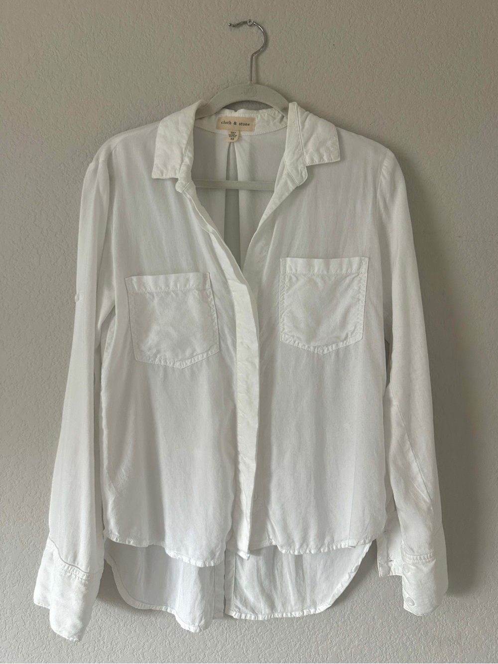 Cloth & Stone White Button-Down Pocket Shirt size XS